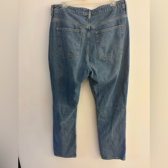 H & M wide-leg ripped medium blue women’s jeans, size 12. Button fly. EUC - Picture 2 of 5